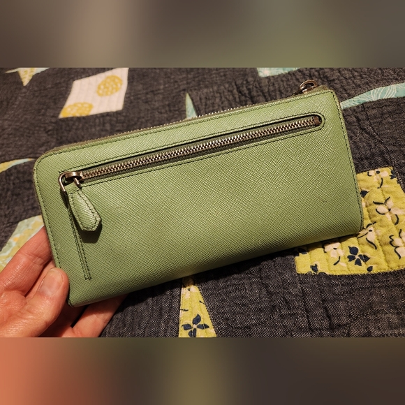 Prada Light Green Saffiano Leather Bow Continental Wallet - Picture 3 of 16